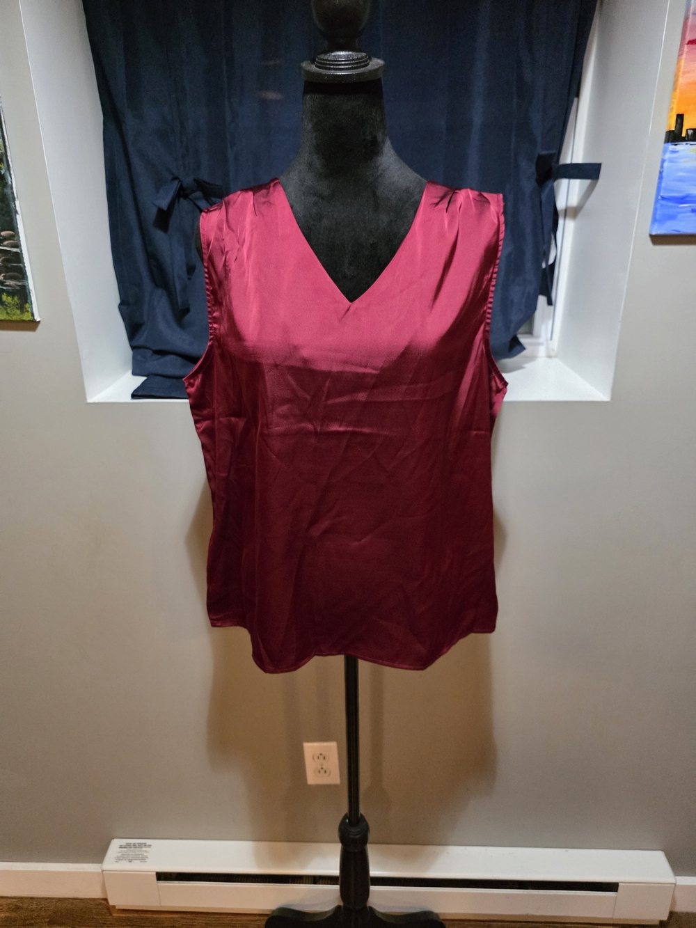 SHEIN V-Neck Sleeveless Blouse - Wine